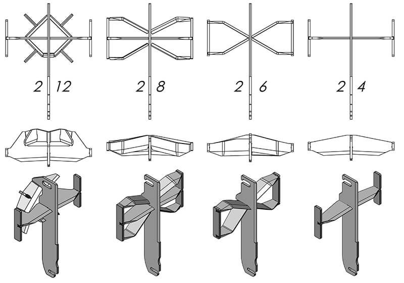 Croix de fendage 2-4, 2-6, 2-8 ou 2-12 - hydrauliquement en hauteur